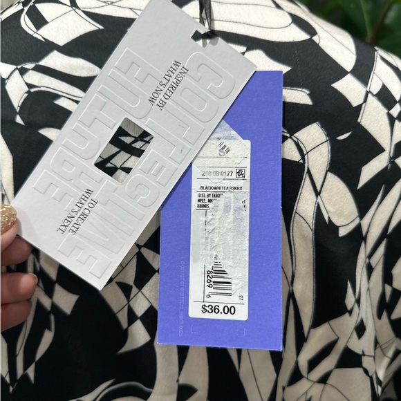 New Future Collective with Kahlana Barfield Brown asymmetrical a-line dress S - Picture 4 of 10